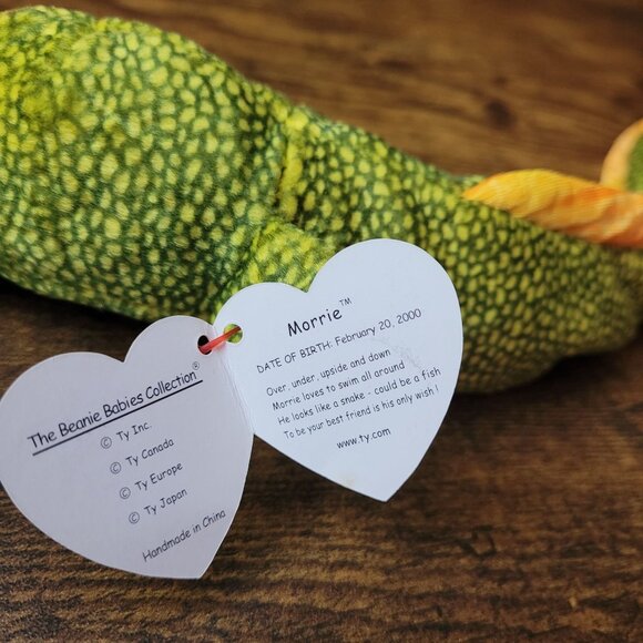 Ty Beanie Babies Morrie The Eel Smoochy The Frog Vintage NWT - Picture 5 of 8